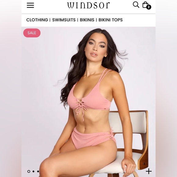 SUNSET BEAUTY LACE FRONT BIKINI AND MATCHING HIGH WAIST BOTTOMS - Picture 2 of 2